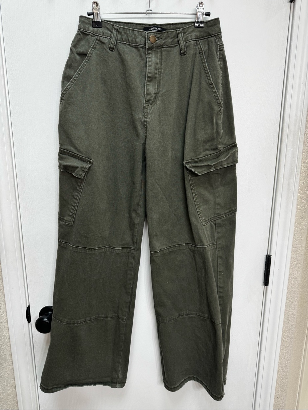 American Bazi Olive Green Wide-Leg Cargo Pants